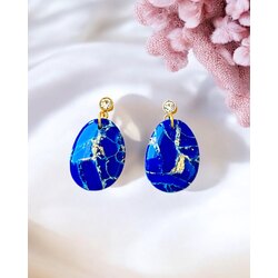 Işıltı Serisi - zirkon taşlı oval sallantılı küpe
