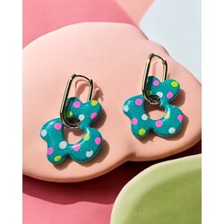 Mix & Match büyük çiçek charm - Yeşil renkli puantiyeli