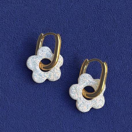 Beyaz glitter- Mini çiçek charm