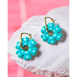 Mix & Match donut charm küpe-Yeşil su yeşili puantiyeli