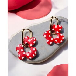 Mix & Match büyük çiçek charm - Kırmızı beyaz puantiyeli 