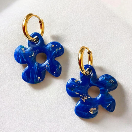 Lapis mavi büyük çiçek charm 