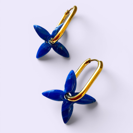 Lapis mavi Çiçek charm