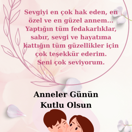 ANNELER GÜNÜ ANNE ERKEK ÇOCUK DİJİTAL TEBRİK KARTI