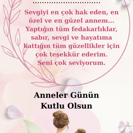 ANNELER GÜNÜ ANNE KIZ DİJİTAL TEBRİK KARTI