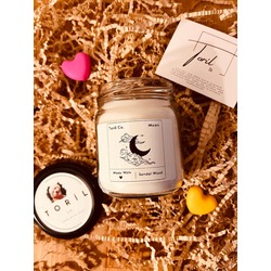 Sandal Wood Kokulu Ay Mumu | El Yapımı Kokulu Vegan Soya Mumu | %100 Organik | 210 cc