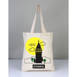 Istanbulda galata tower totebag