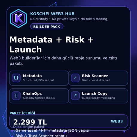 Koschei Builder Pack – Metadata + Risk + Launch