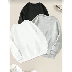 3'lü siyah beyaz sweetshirt