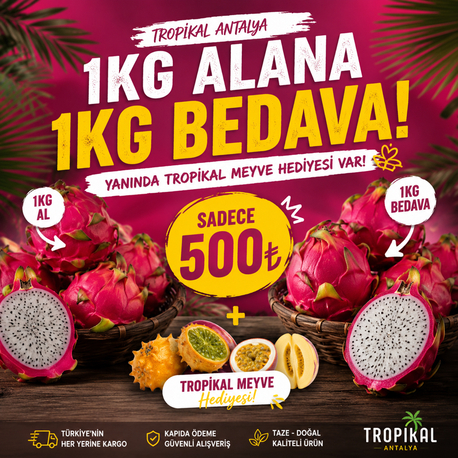 EJDER MEYVESİ KAMPANYA! 1kg alana 1kg bedava (tropikal meyve hediyeli)