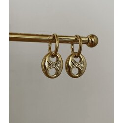 Çelik gold kola kapağı küpe