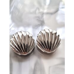 Çelik silver istiridye model küpe