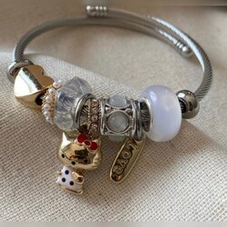 Çelik silver hello kıtty model charm bileklik