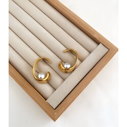 Çelik gold incili vintage küpe