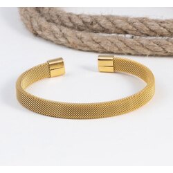 Çelik gold hasır açık kelepçe bileklik