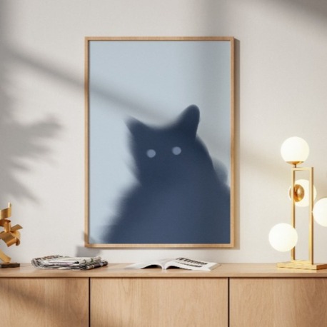 Blurry Cat: Soyut Kedi İllüstrasyon Poster | Modern Duvar Sanatı