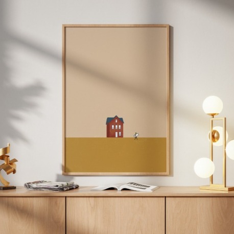 Minimalist Bozkır Evi İllüstrasyon Poster (Dijital İndirme)