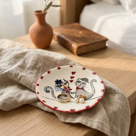 Kaş Kedileri – El Yapımı Çini Mini Tabak 