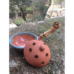 Terra Cotta Turkuaz Sırlı Seramik Çanak Tütsülük