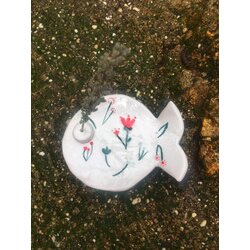 Seramik Çiçek desenli Balık Tütsülük