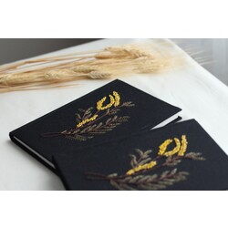 Siyah Mimoza Nakışlı Defter (adet fiyatıdır)