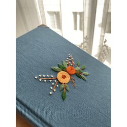 İndigo Çiçekli Nakışlı Defter