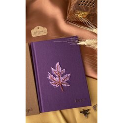 Mor Çınar Yaprağı Nakışlı Defter