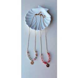 Çelik Doğaltaşlı Lotus Kolye Pembe (sağdaki)