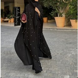 Taşlı pelerin abaya