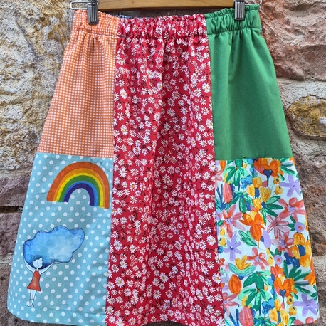 Deniz Saçlı Kız Patchwork Etek