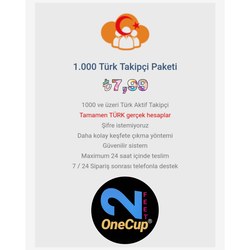 1000 adet Türk takipçi hizmeti
