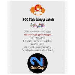100 adet Türk takipçi hizmeti