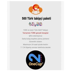 500 adet Türk takipçi hizmeti