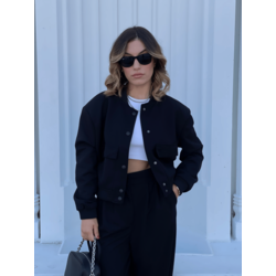 Siyah Geniş Cepli Bomber Ceket