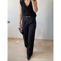 Siyah Palazzo Pantolon Oversize Orjinal Kesim