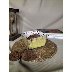 Kahverengi Puantiyeli Sarı Seramik Kap