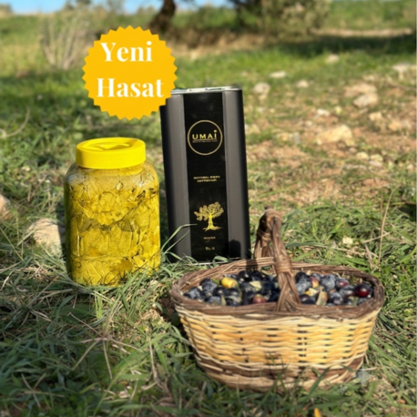 YENİ SEZON UMAİ NATUREL SIZMA ZEYTİNYAĞI 5 Lt ve SALAMURA YAPRAK