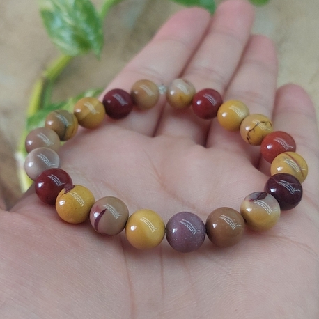 Mokait Jasper 8 mm Küre Kesim Bileklik Esnek Misineli
