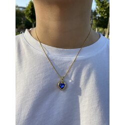 ÇELİK MAVİ KALP KOLYE