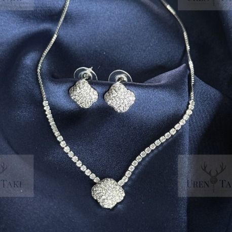 Özel Seri 316 Gümüs Zirkon Tasli Yonca Model Set