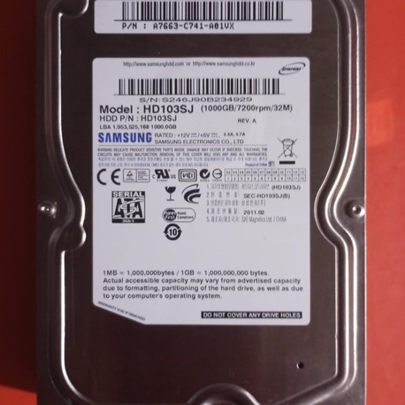 Samsung 1 TB 3.5” SATA Hard Disk (Sağlık 100 , 7200RPM  Sorunsuz , İkinci El)