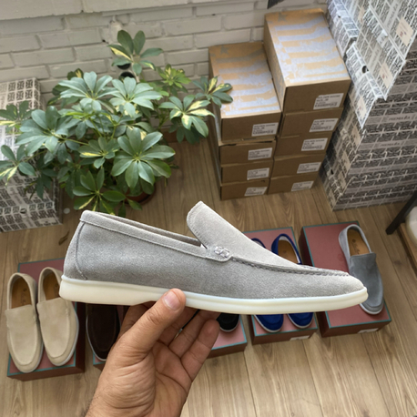  Gri Süet Erkek Loafer – %100 Dana Derisi Yazlık Günlük Ayakkabı