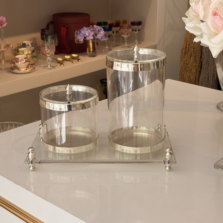 Gümüş Standlı kavanoz set 