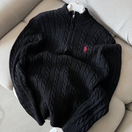 Siyah-RL-Yarım Zip Triko
