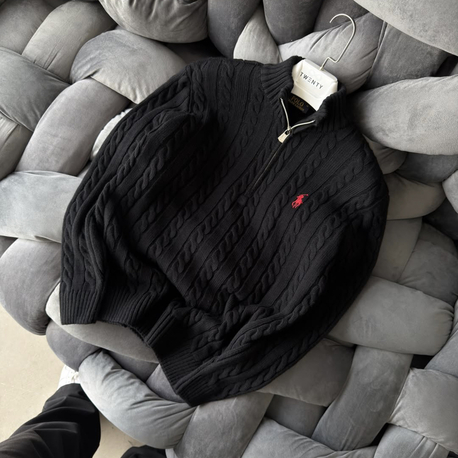 Siyah-RL-Yarım Zip Triko