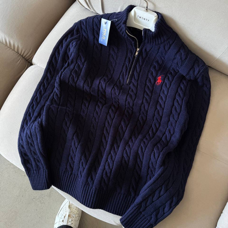 Lacivert-RL-Yarım Zip Triko