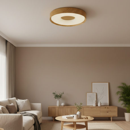 VONA_3Işık LED Meşe Görünümlü Plafonyer Çap.50cm 