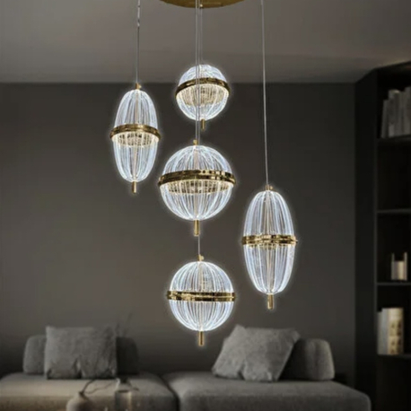 5 li SARKIT 3 SPOTLU YUVARLAK ROZANS AKRİLİK LED AVİZE