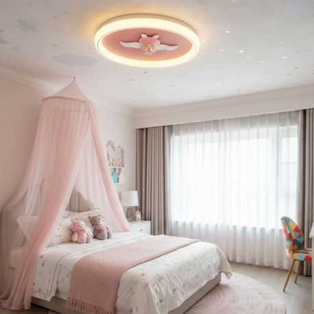 VONA_3Işık LED Kız Çocuk Odası Pembe Plafonyer Çap.50cm 
