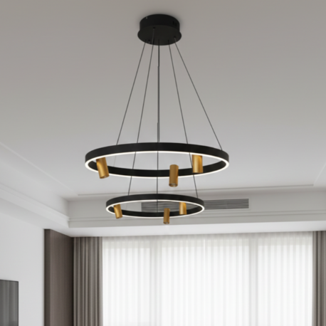 VONA_Halka LED Modern Spotlu Sarkıt Avize Q.60+80cm